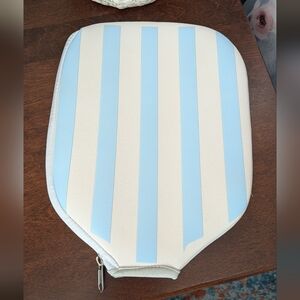 Blue and White Striped Zippered Pickleball Paddle Cover